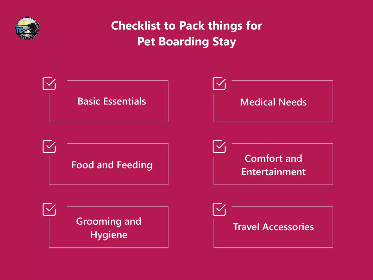 checklist to pack things for pet boarding stay