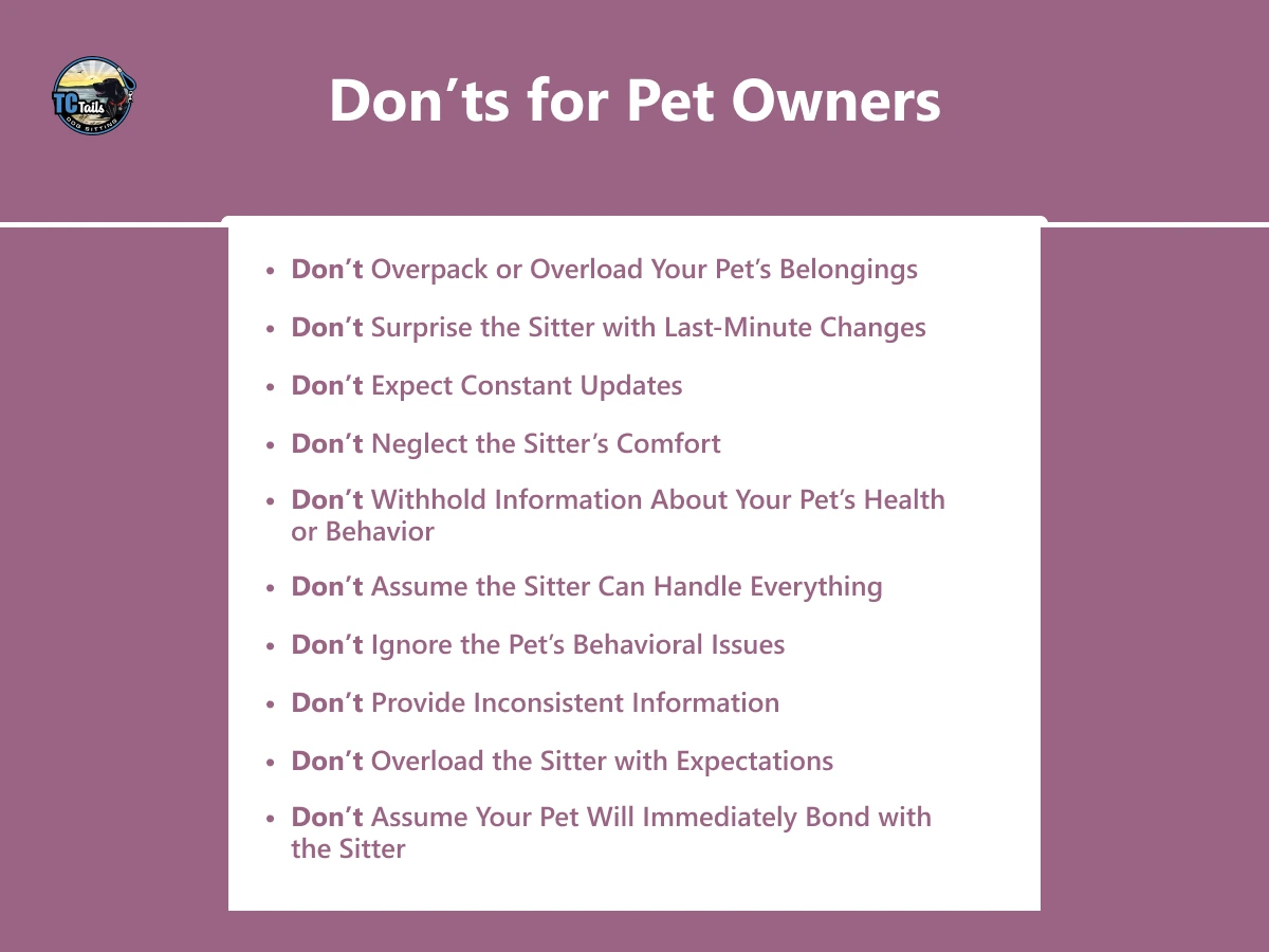 donts for pet owners